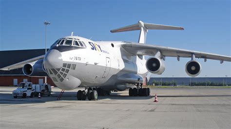 Russian Il-76 military transport aircraft preparing for cargo deployment