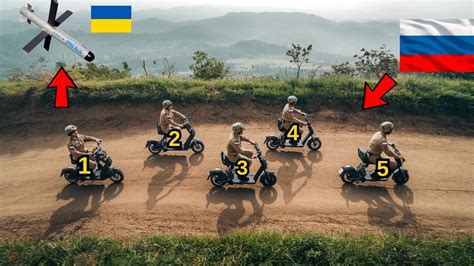 Russian infantry on scooters moving through wooded terrain under drone surveillance