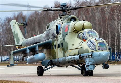 russian mi-24 hind gunship helicopter in combat training
