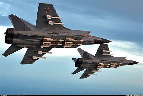Russian MiG-31 Foxhound interceptor carrying advanced missiles