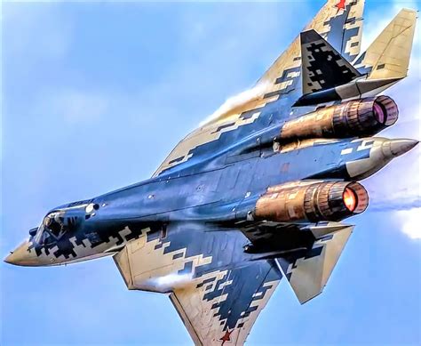 Russian Su-57 with blue camouflage