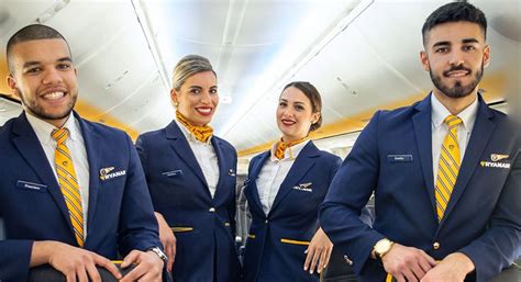 ryanair crew members briefing before boarding in european airport