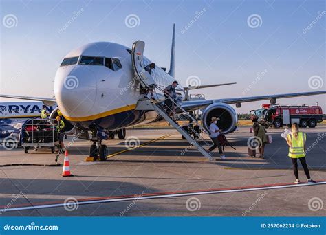 Ryanair flight preparing for takeoff in Warsaw Modlin