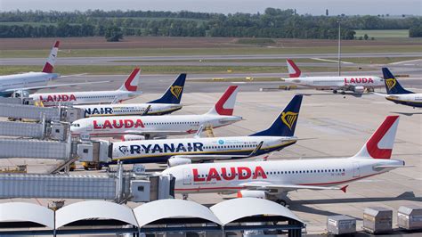 ryanair planes lined up at european secondary airport