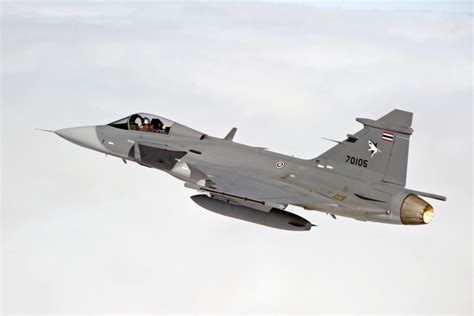 Saab JAS 39 Gripen C of Royal Thai Air Force launching munitions during July 2025 strike mission