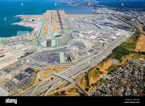 San Francisco International Airport runways extending into San Francisco Bay