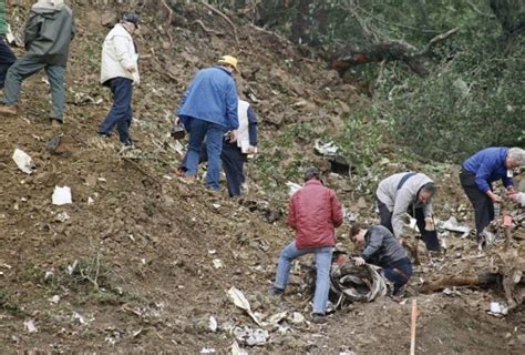 San Luis Obispo hillside crash site of PSA Flight 1771 with scorched wreckage field