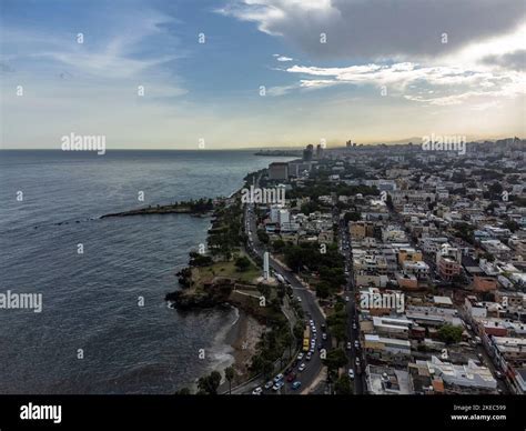 santo domingo colonial zone and turquoise coastline from above