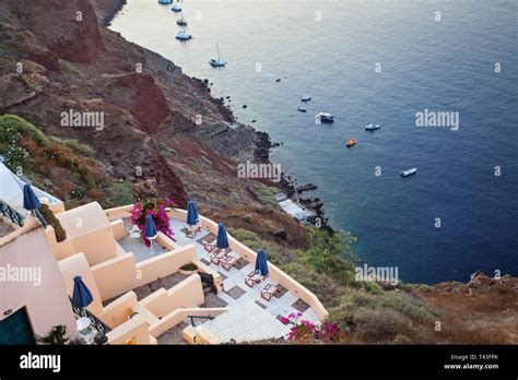 Santorini coastline viewed from luxury yacht Mediterranean travel