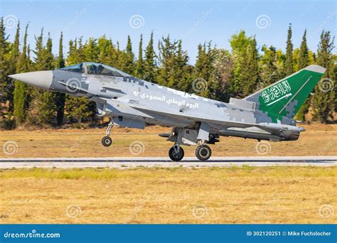 Saudi Arabian Air Force Eurofighter Typhoon taxiing on desert runway