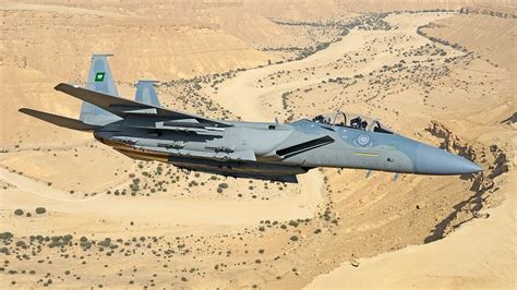 Saudi Arabian F-15SA fighters in tight formation during training exercise