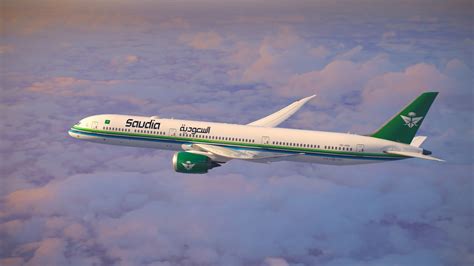 Saudia Dreamliner at dusk, symbolizing international expansion ambitions