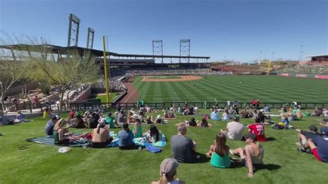 Scottsdale Stadium filled with baseball fans during Cactus League spring training