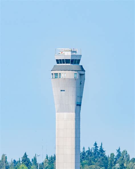 seattle-tacoma international airport control tower overlooking delta and alaska gates