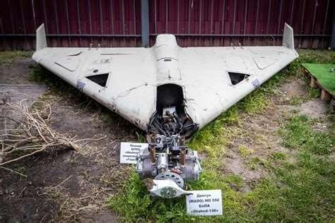 Shahed 136 drone intercepted and destroyed over Kyiv showing impact aftermath on infrastructure