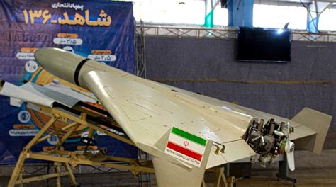 Shahed-136 loitering munition drone launch system in combat deployment