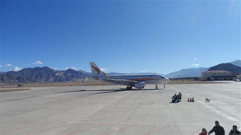 Shigatse Peace Airport Tibet high altitude runway Himalayas aircraft takeoff