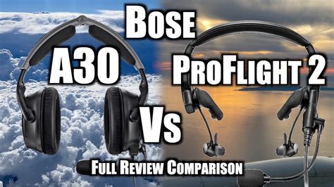 Side-by-side comparison of Bose A30 and ProFlight Series 2 headsets on 737 cockpit table