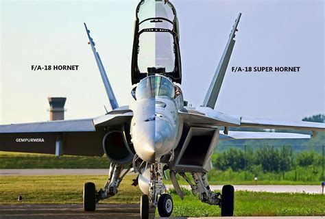 Side-by-side comparison of F/A-18 Hornet and Super Hornet