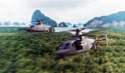 Sikorsky Raider X next to legacy RAH-66 Comanche in vertical lift concept comparison