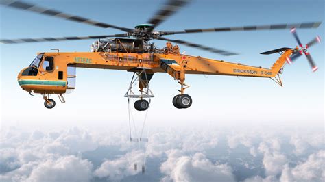 Sikorsky S-64 Skycrane helicopter lifting industrial unit