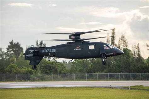Sikorsky S97 Raider high speed coaxial rotor helicopter with pusher propeller
