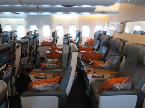 Singapore Airlines A380 cabin interior with premium seating