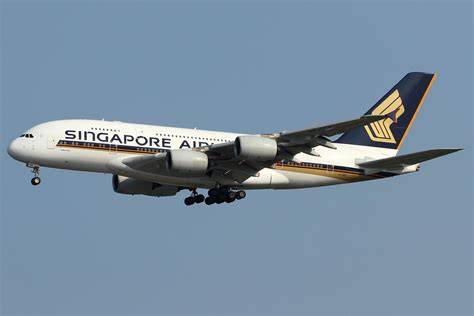 Singapore Airlines Airbus A380 at Tokyo Narita Airport before a Los Angeles service