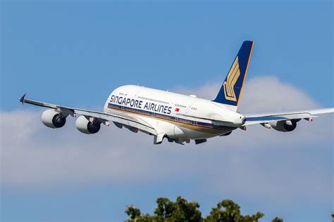 Singapore Airlines Airbus A380 departing Dubai International Airport