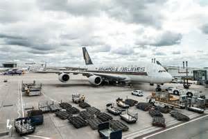 Singapore Airlines Airbus A380 parked at London Heathrow terminal