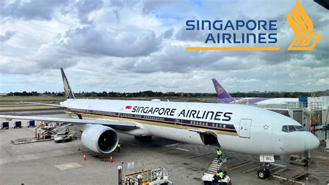 Singapore Airlines Boeing 777-300ER parked at Melbourne Airport terminal gate