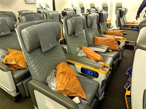 Singapore Airlines premium economy seat with calf rest