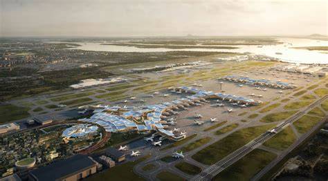 Singapore Changi Airport terminal with Airbus A380