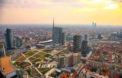 skyline of milan financial district and design center viewed from above