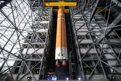 SLS core stage vertical integration at NASA Michoud Assembly Facility