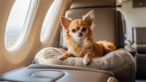 small dog relaxing on private jet seat