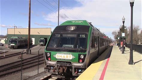smart train arriving at santa rosa downtown station in sonoma county