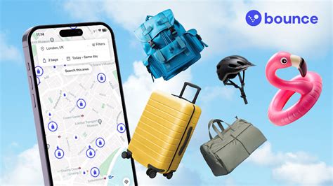 Smartphone displaying the Bounce luggage storage app interface