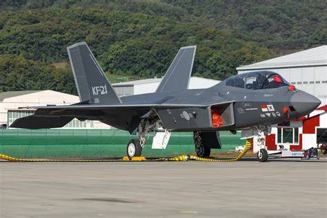 South Korean KF-21 Boramae fighter jet in flight over the Korean peninsula