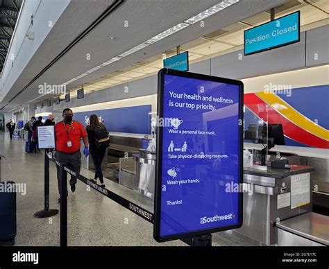 Southwest check-in area at Oakland International with empty counters