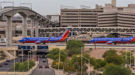 Southwest planes at Phoenix Sky Harbor apron during peak hours