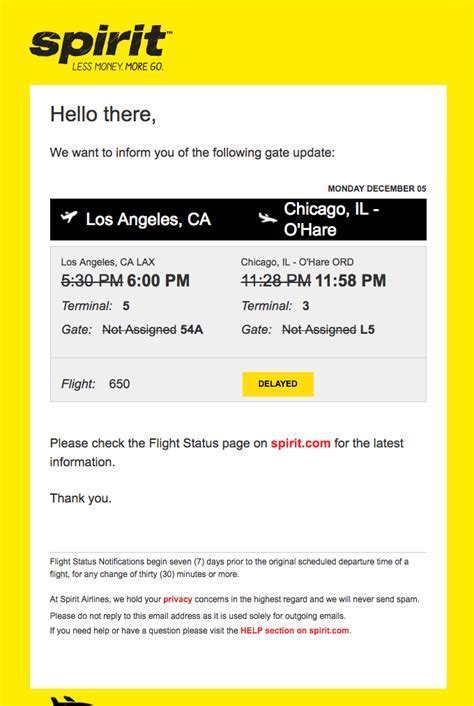 Spirit Airlines flight boarding gate with delayed notice on screen