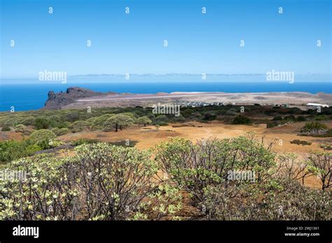 St Helena Airport runway on steep volcanic island cliffs Atlantic Ocean
