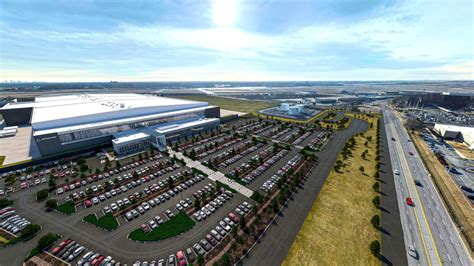 St. Louis Boeing plant aerial view with multiple fighter aircraft lines
