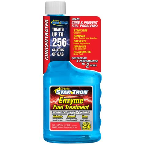 star tron enzyme fuel treatment bottle and treated fuel sample
