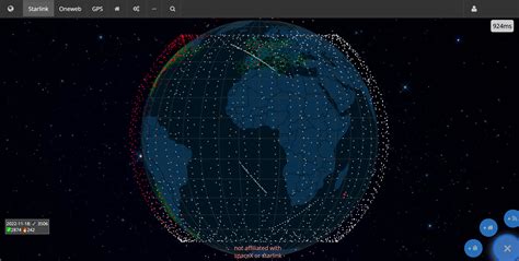 Starlink satellite constellation visualization over Earth at night