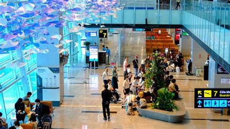 stranded business travelers waiting in Da Nang Airport terminal