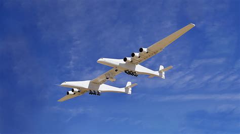 Stratolaunch Roc giant twin fuselage aircraft in flight