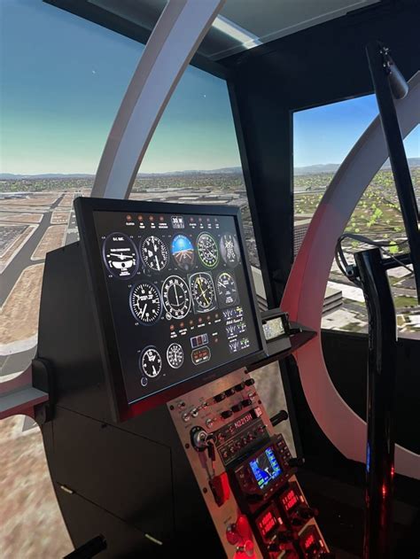 student pilot inside full-motion helicopter simulator