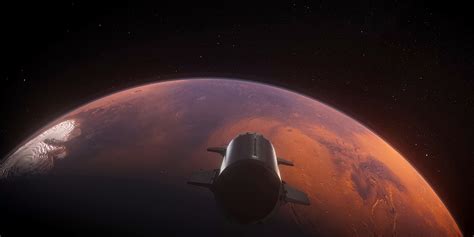 stylized fan art of starship on martian surface hanging in workspace